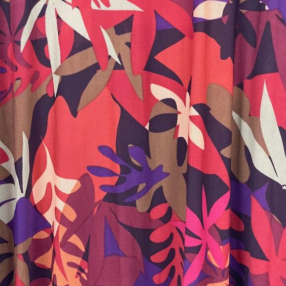 Logo Layers Lauren XL‎ Maroon Burnt Orange Floral Sheer Mock Neck Shirt - Picture 4 of 8